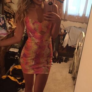 Colorful cut out mini dress